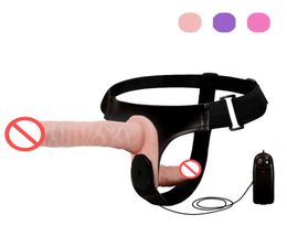 Soft Double Vibrating Strap On Dildos Harness Kits For Women Penis Adjustable Belt Lesbian Sex Toys3425859