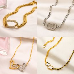 Fashion Women Designer Necklace Choker Heart Pendant Chain Gold Plated Stainless Steel Crystal Letter Pearl Necklaces Wedding Jewelry Accessories