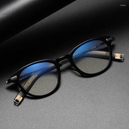 Sunglasses Frames Fashion Optical Pure Titanium Glasses Frame Women 2023 Japanese Handmade Eyewear Men Retro Round Acetate 402