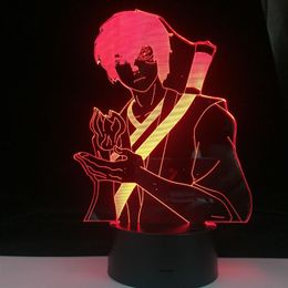 Zuko Anime Nightlight Avatar The Last Airbender Touch Butoon Usb Led 7 Colors Anime Fans Gifts Home Decor Table Lamp255C