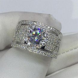 Choucong New Arrival Deluxe Jewellery 925 Sterling Silver Round Cut White Topaz CZ Diamond Gemstones Women Wedding Band Rin2839