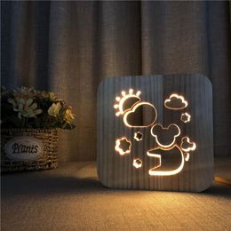 Wooden Koala Night Lamp Solid Wood Carving Night Lights Nordic Style Wood Animal Koala Lamp for Bedroom Bedside Light336c