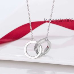 Necklace t Double Circle Necklace 1837 Light Luxury Simple 925 Silver Fashion Temperament Pendant Love Female Clavicle Chain 99Y6