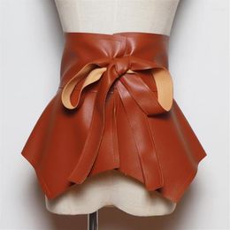 Belts Fashion Pu Leather Women Peplum Skirt Belt Waist Female Bow Waistband Accessories Tide All-Match Wide290B