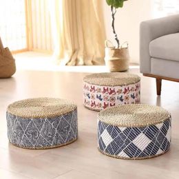 Pillow 30cm Japanese Straw Futon Pouf Floor Yoga Meditation Mat Bohemian Handcraft Round Ottoman Stool Sofa Woven Seat Pad