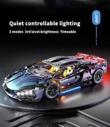 Blocks 2023 New Sports Car Racing Model Remote Control Car Assembly Small Particle Building Block Toy Boy's Birthday GiftL231223