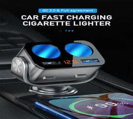 Car Cigarette Lighter Socket Splitter Charger Dual USB QC 30 Quick Charge 12V Auto Cigarette Lighter Sockets Power Adapter Plug5416503