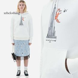 mens designer hoodie 22 Autumn/winter New Clothing Little Fox High Building Helicopter Printed Letter Embroidered Women's Hooded Sweater