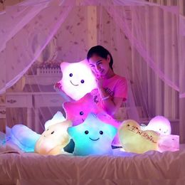 Creative Star Luminous Pillow Cute LED Light Stuffed Plush Toy Home Sofa Decoration Soft Cushion Colorful Blue Pink Lovely Gift 231222