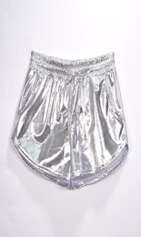 Women Shiny Metallic Shorts Summer Holographic Wet Look Casual Elastic Drawstring Festival Rave Booty Shorts 2104179124812