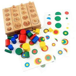 Intelligence toys Baby Montessori Educational Wooden Toys Colorful Socket Cylinder Block Set For Children Educational Preschool Early Learning Toyzln231223