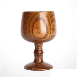 Wine Glasses Wood Glass Wooden Goblet Decorative Cup For Cocktails Drop Delivery Home Garden Kitchen Dining Bar Drinkware Dhvfc