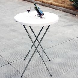 Camp Furniture Folding Small Round Table Outdoor 110cm High Bar 80 Diameter Hollow Blow-molded Plastic Muebles