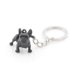 Metal Black French Bulldog Key Chain Cute Dog Animal Keychains Keyrings Women Bag Charm Pet Jewellery Gift Whole Bulk Lots280Z
