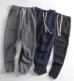 Japanese Style Jogging Pants Men Thicken Fleece Cotton Man Drawstring Wide Leg Black Grey Sports For Men039s8304275