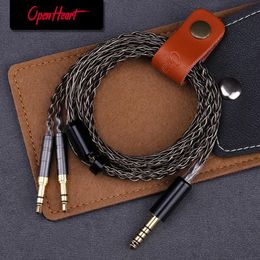 Earphones OPENHEART 8 Core Headphone Cable 1 to 2 jack dual 3.5/2.5/4.4mm Balance Cable Silver Plated Copper Upgrade Replacement 2m 3m