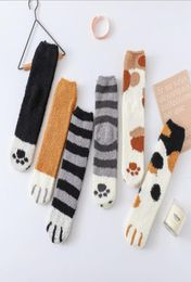 Coral velvet socks autumn winter home thickened warm month sleep tube stocking cold proof cat claw floor stockings4650922