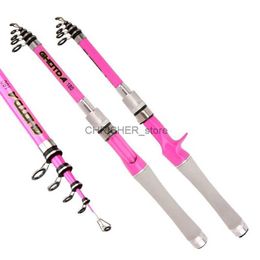 Boat Fishing Rods High Sensitivity Short Travel Telescopic Fishing Rods 1.5/1.8/2.1/2.4M Carbon Fibre Pink Spinning Casting Pole Lure Fishing RodL231223