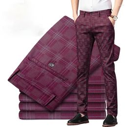 Men's Suits Fashion Street 7 Colors 2023 Spring And Summer Straight Slim Casual Pants Trousers Black Plaid Suit