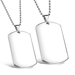 Custom Engarved High Polished Stainless Steel Silver Blank Dog Tag Pendants No Chain265c