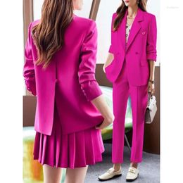 Two Piece Dress Red Suit Jacket For Women Spring And Autumn 2023 High-end Casual Temperament Formal Professional
