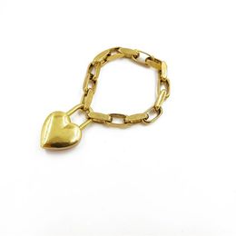 Fashion- Red Lock Heart Bracelets for Women Vintage Metal Star Bangle Gothic Jewellery Femme Gold Chain Charms Bracelet Ancient bijo229C