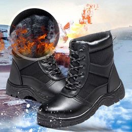 Outdoor-Arbeitsstiefel, Winter, warm, Stahlkappe, Sicherheitsschuhe, Leder, Schneestiefel, Herren, Anti-Smashing-Piercing, f3ak