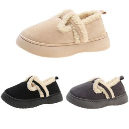 women casual shoes designer fur slip on cotton brown white dark green grey black plush shoes womens soft soles outdoor winter trainers