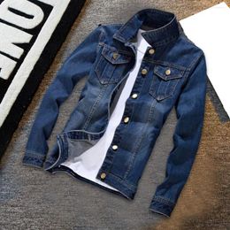 Men's Jackets Stylish Male Denim Coat Retro Teens Jacket Lapel Slim Fit Buttons Dressing