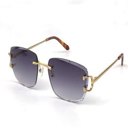 Fashion design sunglasses 0112 retro frameless crystal irregular cut surface frame popular retro style uv400 lens top quality prot287C