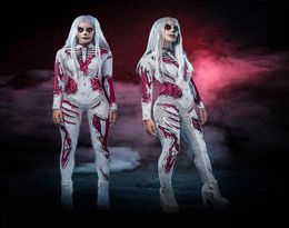 Women039s Jumpsuits Rompers Halloween carnival adult costumes scary zombie skeleton jumpsuit4583180