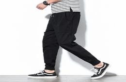 Spring Mens Cargo Pants Cotton Comfortable Solid Pencil Pants Drawstring Black Navy Khaki Casual Joggers Men Pants BINHIIRO 2011189693208