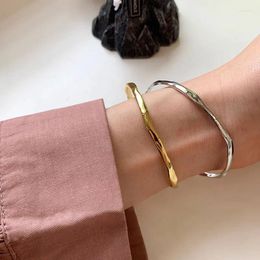 Charm Bracelets 925 Silver Plated Bracelet For Women Trend Elegant Vintage Irregular Texture Bangles Girl Party Jewelry Lover Gift E2358