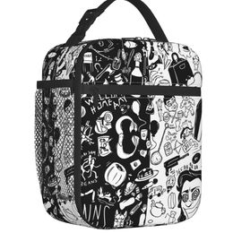 Bags Unus Annus Memento Mori Symbol Insulated Lunch Bag Black And White Ethan Markiplier Mark Resuable Cooler Thermal Bento Box Kids