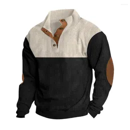 Men's Hoodies 16) Casual Sweatshirt Corduroy Material Stand Collar Long Sleeve Perfect For Outdoor Sports Assorted Colours