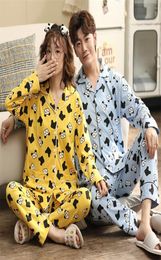 Unisex Adult Panda Couple Pyjamas Men Pyjamas Set Full Cotton Female Sleepwear Autumn Cute Animal Cartoon Home Service Pyjamas LJ23188787