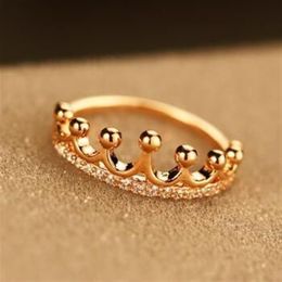 Crown Ring Gold Plated Figner Ring Fashion Crystal Zircon Charms Rings for Women Vintage Jewelry Costume Wedding Party Accessories290f