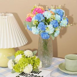 Decorative Flowers 33CM Artificial Flower Silk Hydrangea White Wedding Small Bouquet Fake For Party DIY Decoration