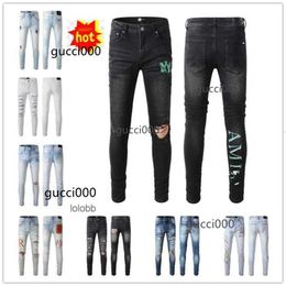 AM08 2024 NUOVI ARRIVI AMARI AMIRL AMILLIES AMIRI AMIIRI MENS DIGNI DI LUGO DI LUSSO DENIM JEANS CANTRI PANTANI BIKER BIKER GITOLO #036