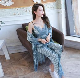 MXL 4PCS Kimono Bathrobe Robe Gown Sets Sexy Velour Lady Lingerie Summer Home Clothing Nightwear Bride Wedding Sleepwear2725090