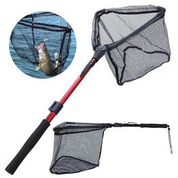 Accessories Sougayilang 70cm 95cm 115cm Folding Fishing Net Retractable Telescoping Aluminum Alloy Fishing Friendly Large Folding Land Net