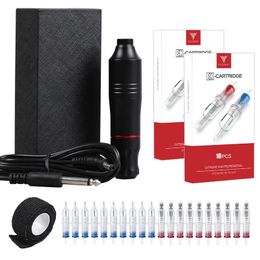 Machine Dragonhawk Professional Rotary Pen Tattoo Kit Mix Size Cartridge Nddles Set Lcd Mini