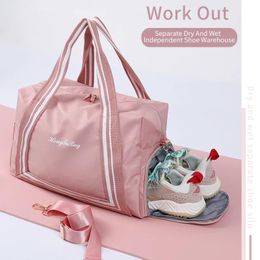 Bags Outdoor Waterproof Nylon Sports Gym Bags Women Shoes Compartment Sport Bags Men Training Fitness Bag 2022 Yoga Running Handbag