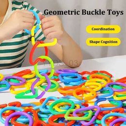 Baby Toy Montessori Educational Toys Kids 60pcs Children Toys Geometric Buckle Chain Baby Puzzles Fine Action Training Blocks Sensoryzln231223