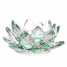 Candle Holders Various Colours 110Mm Crystal Lotus Crafts Glass Holder Miniatures Paperweight Table Ornaments Gift Home Decor Accesso Dhqcs
