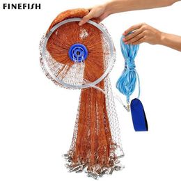 Accessories Finefish Cast Nets 2.4m4.2m with Sinker and Without Sinker Usa Style Catch Fishing Net Small Mesh Fly Hand Throw Gill Network