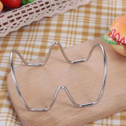 Kitchen Storage 1Pc Wave Shaped Stackable Taco Holder Stainless Steel Shell Stand Tools Tray Plate For Home And Restaurants