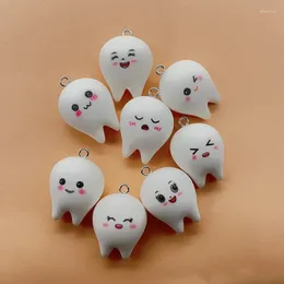 Charms 10Pcs Cute Big Eyes Teeth Tooth Resin DIY Cartoon Earring Keychain Pendant Jewelry Making Findings