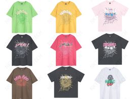 23ss Mens Designer T-shirt Pink Young Thug Sp5der 555555 and Womens Premium Foam Print Spiderweb Pattern Fashion