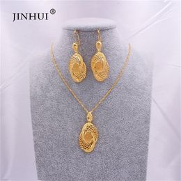 Jewelry sets African gold color for women bridal Indian Ethiopia Dubai necklace earrings set wedding jewellery wife gifts set 2012236D